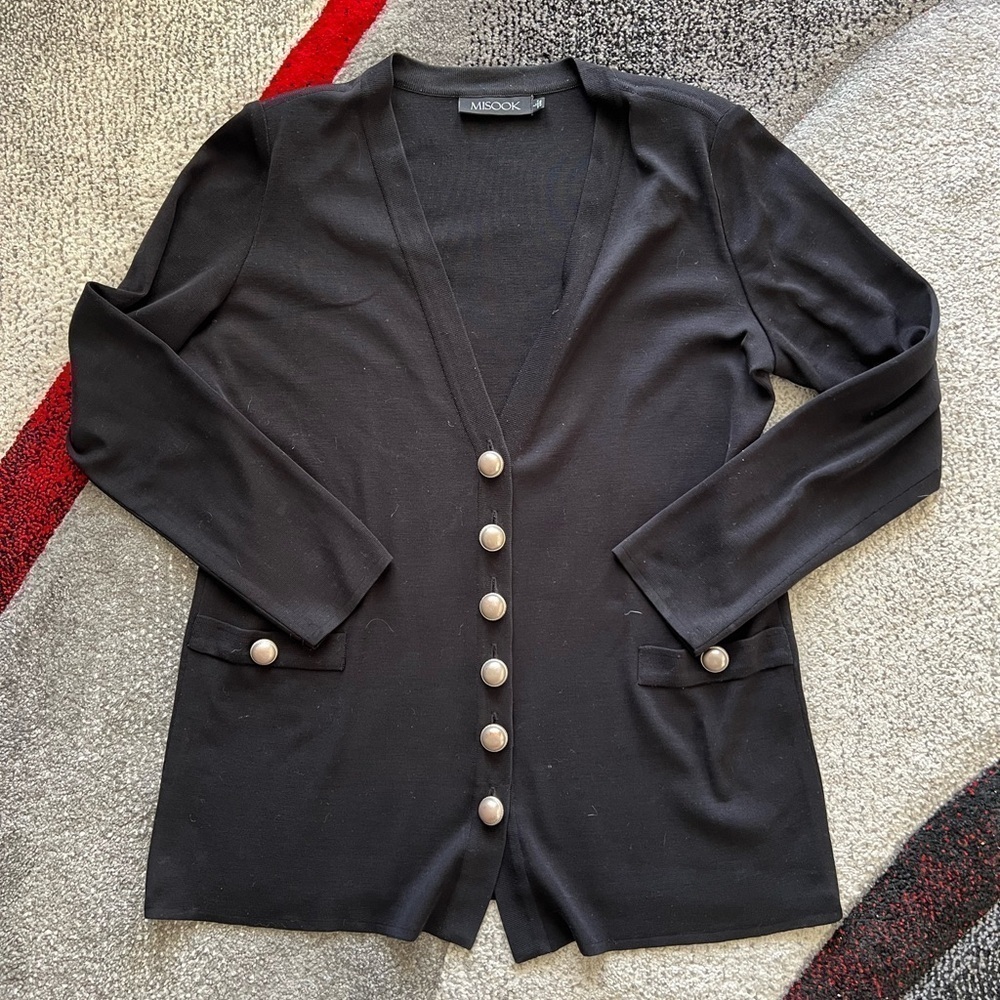 Misook Button Accent Cardigan Sweater